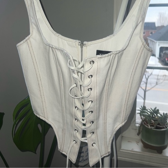 White Fox White Tie-Up Corset NWT | XS - Picture 2 of 3